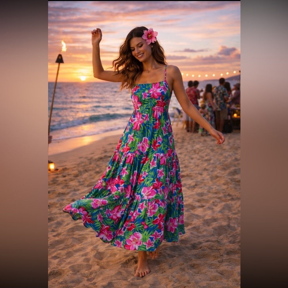 🎉RARE🎉 Anthropologie NWT TIARE HAWAII KAILANI MAXI DRESS size XS/S.